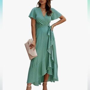 Amazon Green Polka Dot Wrap Dress